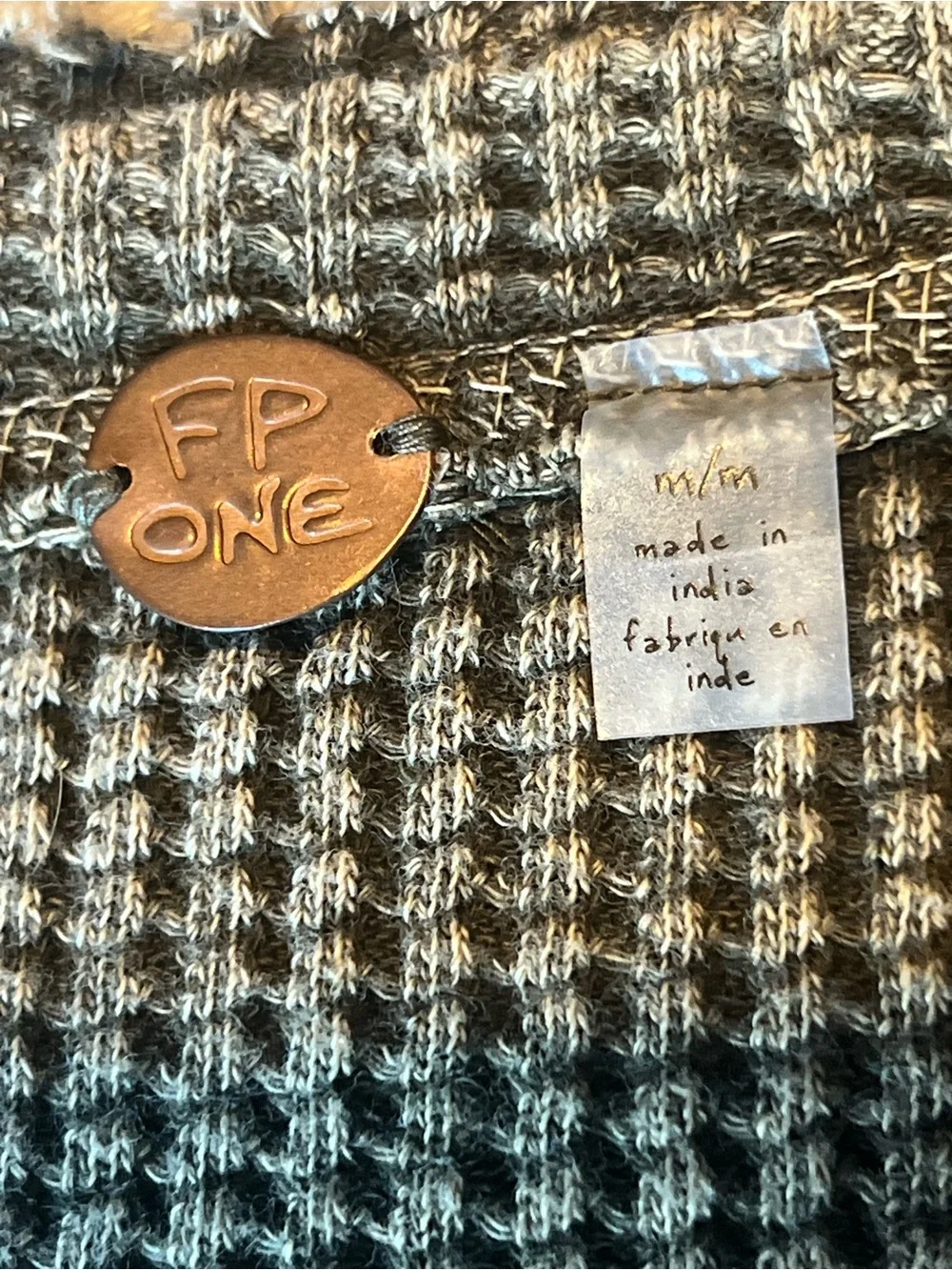 NWT Free People FP One Colt Waffle Knit Henley Thermal Top Army Green Medium